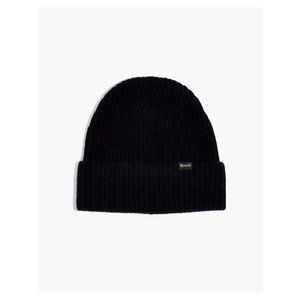 Madewell NWT Chunky Merino Wool Cuffed Beanie in True Black-One Size